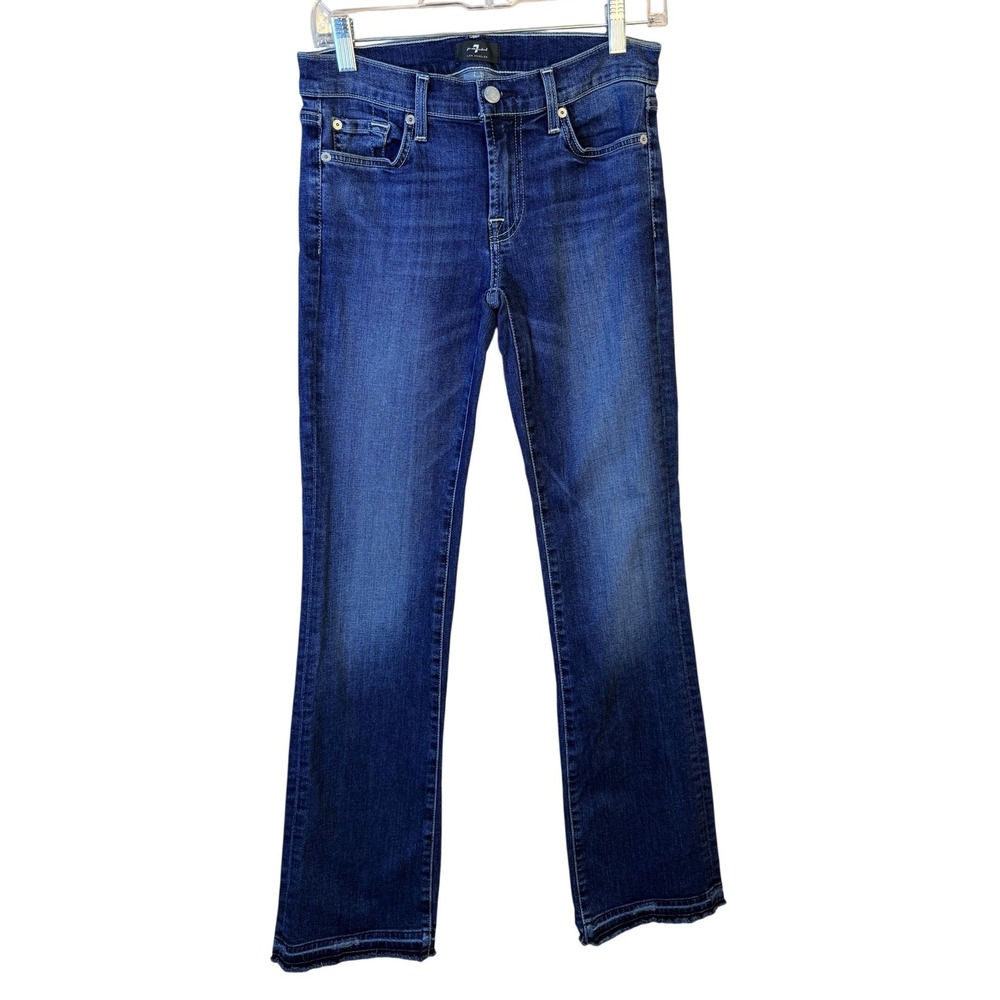 7 For All Mankind Womens Original Bootcut Dark Wash Frayed Hem Jeans Size 27